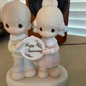 Precious Moments Happy Anniversary Cake Topper - Cream and Pink